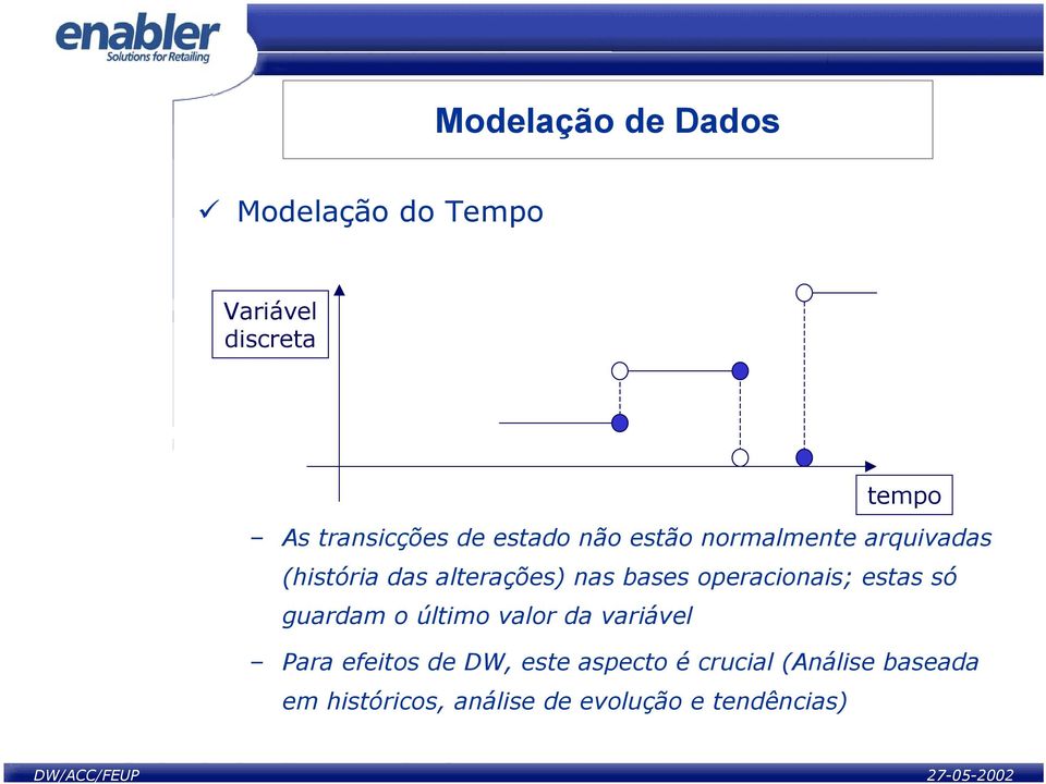 operacionais; estas só guardam o último valor da variável Para efeitos de DW,