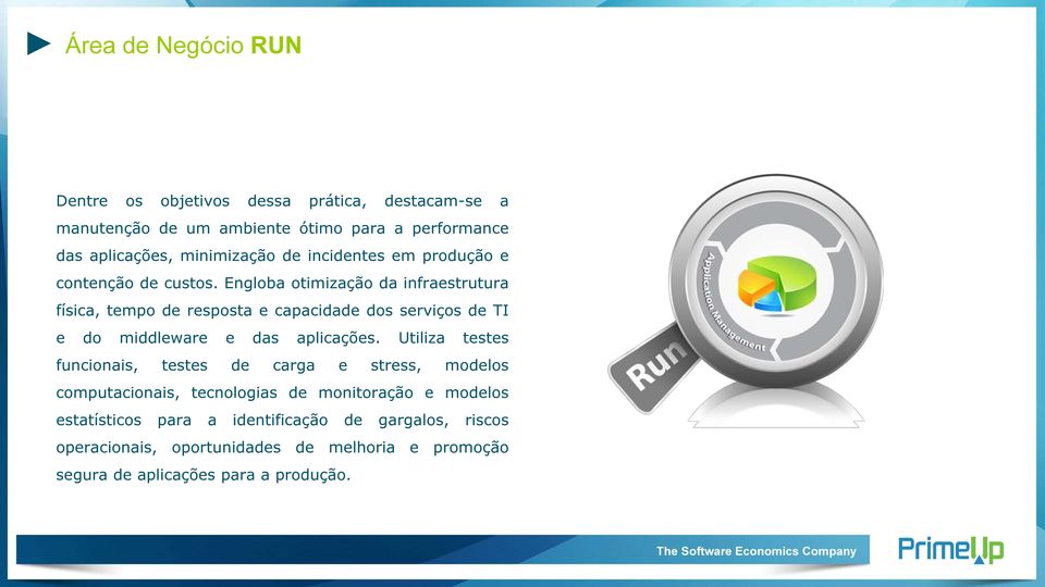 Engloba otimização da infraestrutura física, tempo de resposta e capacidade dos serviços de TI e do middleware e das aplicações.