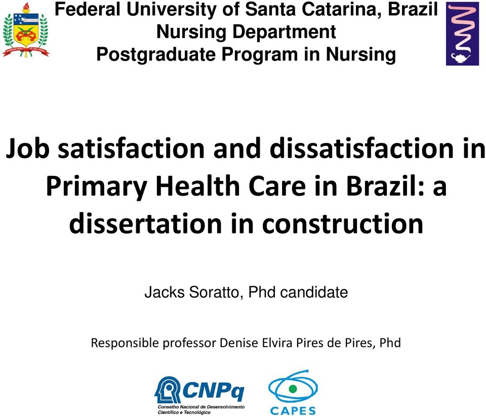 in Primary Health Care in Brazil: a dissertation in construction Jacks