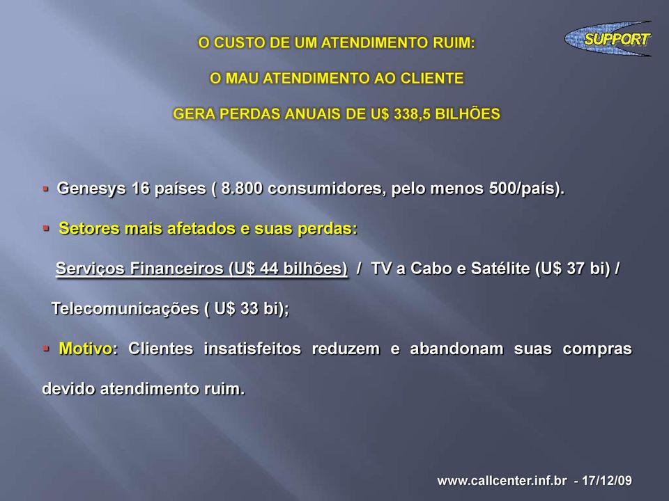 Setores mais afetados e suas perdas: Serviços Financeiros (U$ 44 bilhões) / TV a Cabo e Satélite (U$ 37