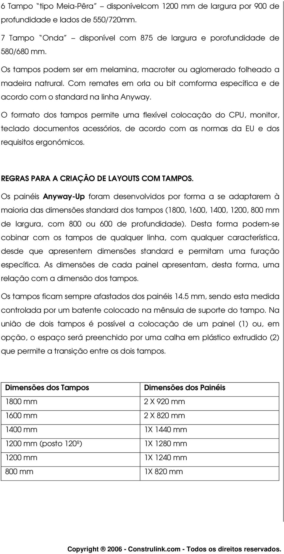 O formato dos tampos permite uma flexível colocação do CPU, monitor, teclado documentos acessórios, de acordo com as normas da EU e dos requisitos ergonómicos.