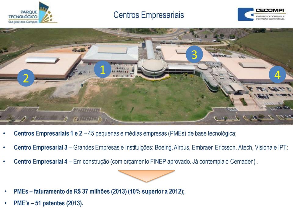 Atech, Visiona e IPT; Centro Empresarial 4 Em construção (com orçamento FINEP aprovado.
