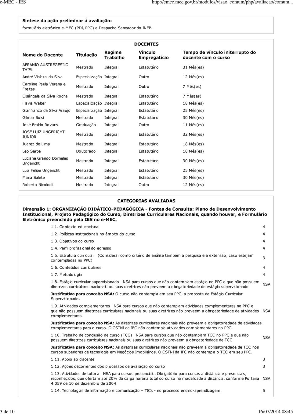 Mês(es) Caroline Paula Verena e Freitas Mestrado Integral Outro 7 Mês(es) Elisângela da Silva Rocha Mestrado Integral Estatutário 7 Mês(es) Flavia Walter Especialização Integral Estatutário 18