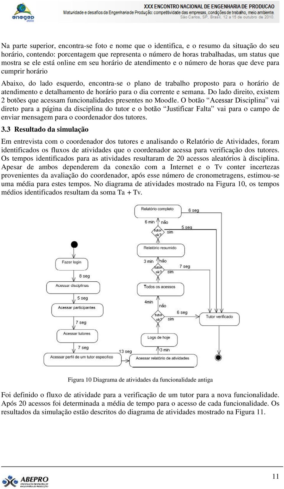 detalhamento de horário para o dia corrente e semana. Do lado direito, existem 2 botões que acessam funcionalidades presentes no Moodle.