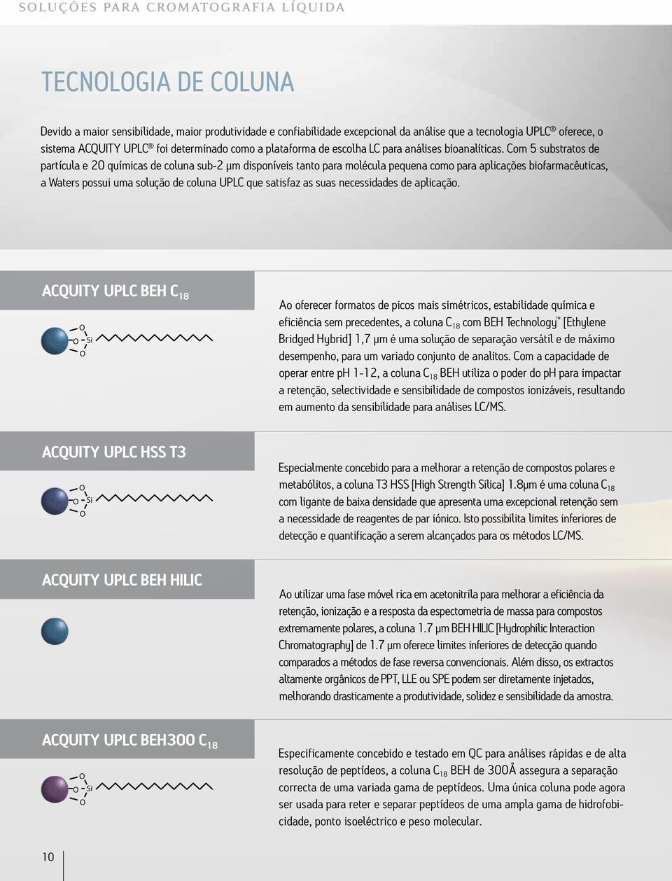 Com 5 substratos de partícula e 20 químicas de coluna sub-2 µm disponíveis tanto para molécula pequena como para aplicações biofarmacêuticas, a Waters possui uma solução de coluna UPLC que satisfaz