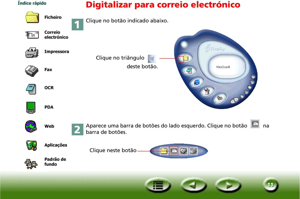 Correio electrónico Impressora Fax Clique no triângulo deste botão.