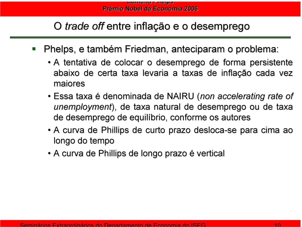 of unemployment), de taxa natural de desemprego ou de taxa de desemprego de equilíbrio, conforme os autores A