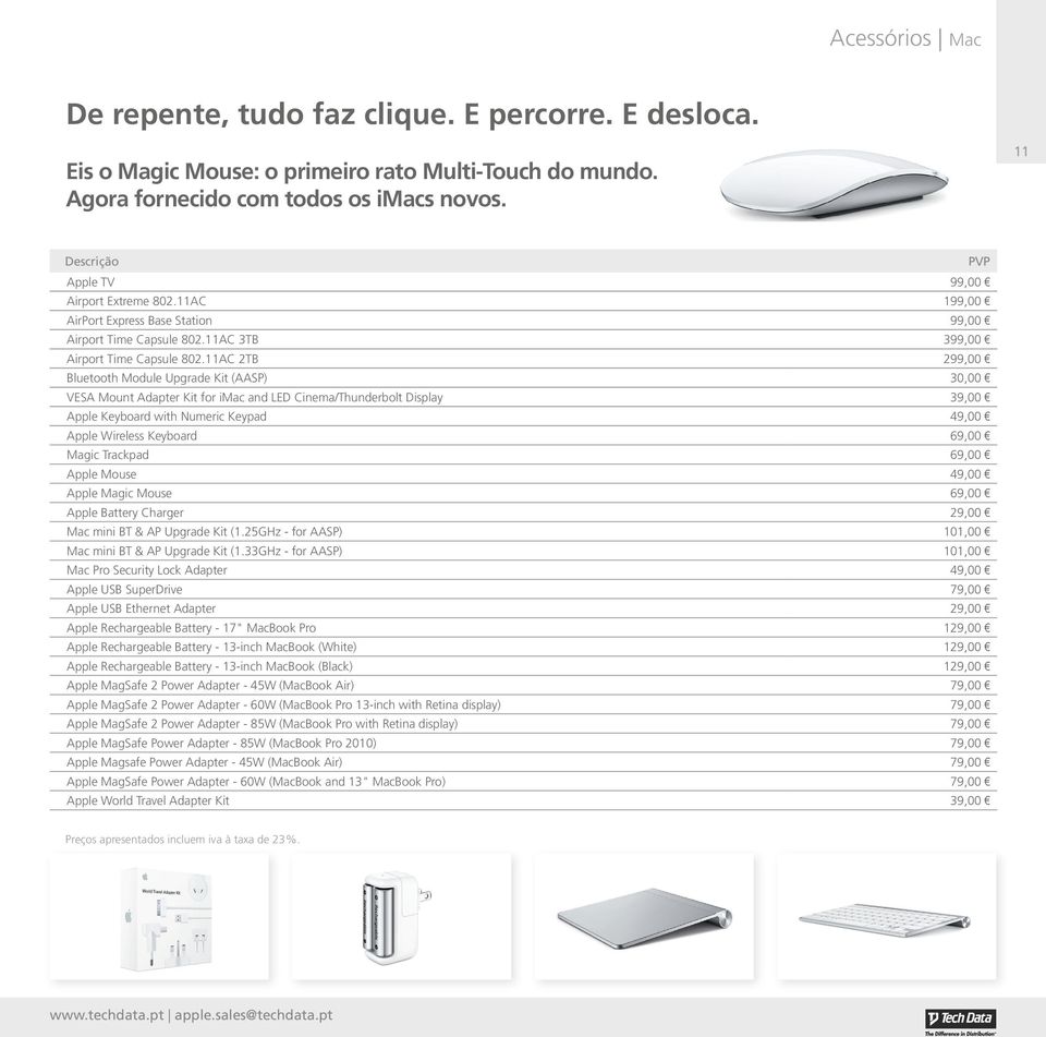 11AC 2TB 299,00 Bluetooth Module Upgrade Kit (AASP) 30,00 VESA Mount Adapter Kit for imac and LED Cinema/Thunderbolt Display 39,00 Apple Keyboard with Numeric Keypad 49,00 Apple Wireless Keyboard