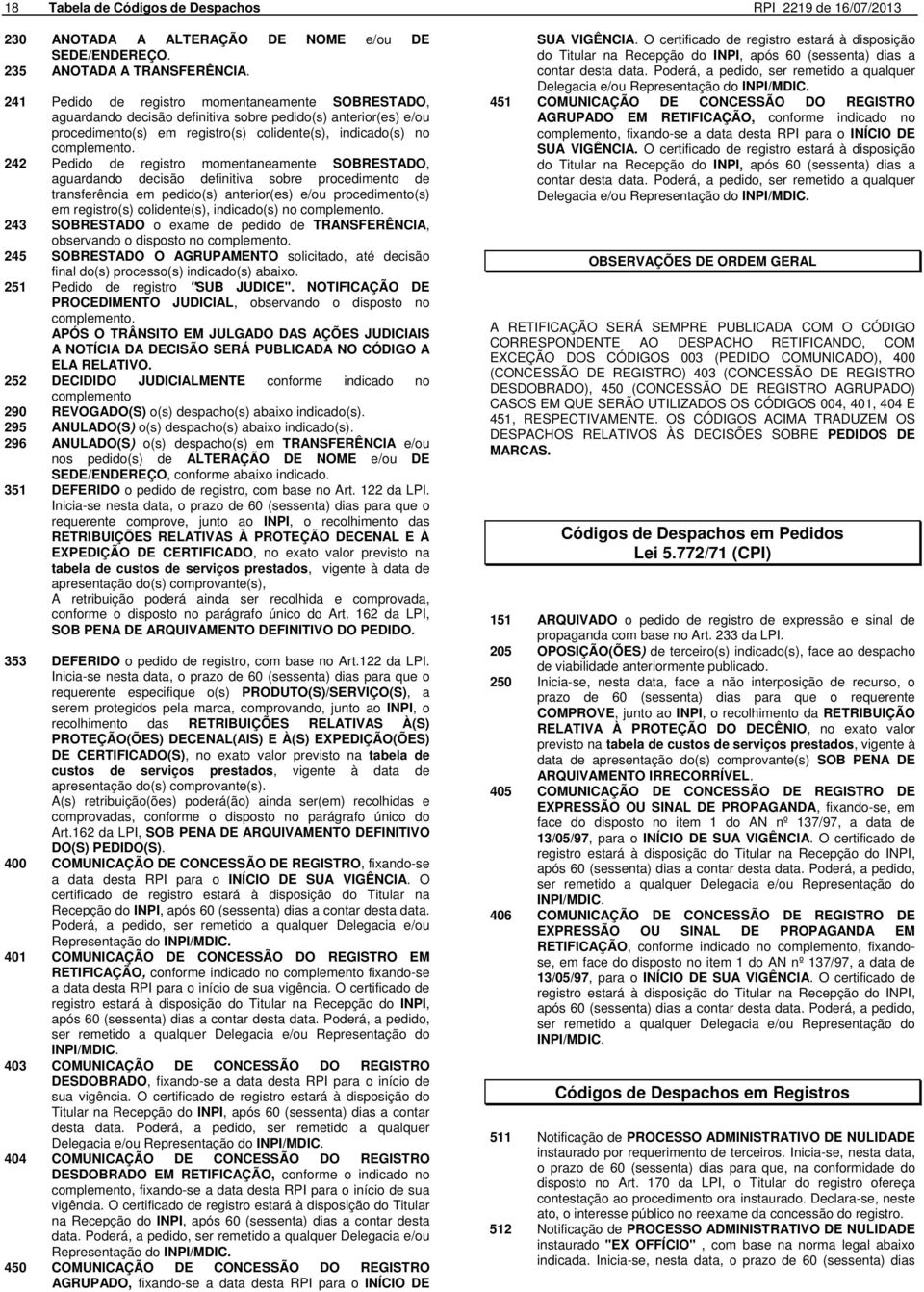 242 Pedido de registro momentaneamente SOBRESTADO, aguardando decisão definitiva sobre procedimento de transferência em pedido(s) anterior(es) e/ou procedimento(s) em registro(s) colidente(s),