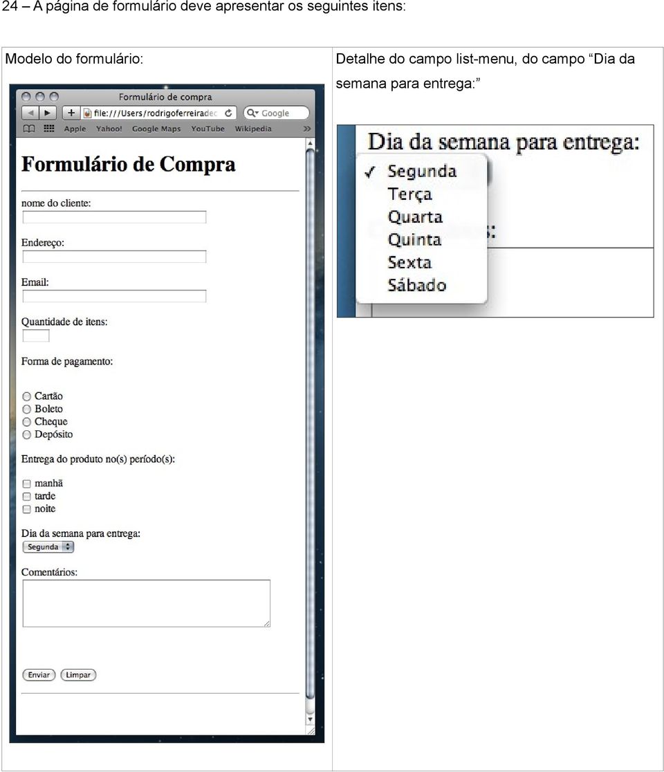 Modelo do formulário: Detalhe do