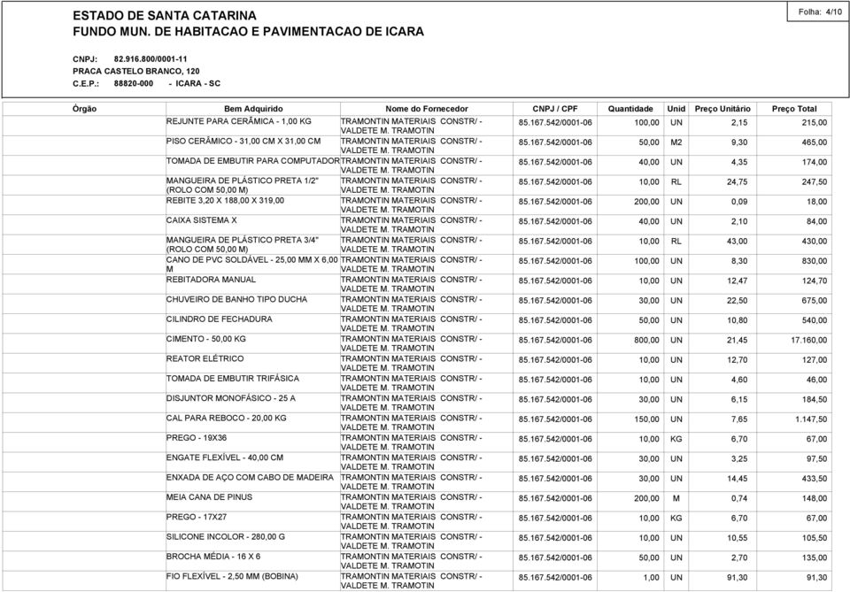 188,00 X 319,00 CAIXA SISTEMA X MANGUEIRA DE PLÁSTICO PRETA 3/4" (ROLO COM 50,00 M) CANO DE PVC SOLDÁVEL - 25,00 MM X 6,00 M REBITADORA MANUAL CHUVEIRO DE BANHO TIPO DUCHA CILINDRO DE FECHADURA