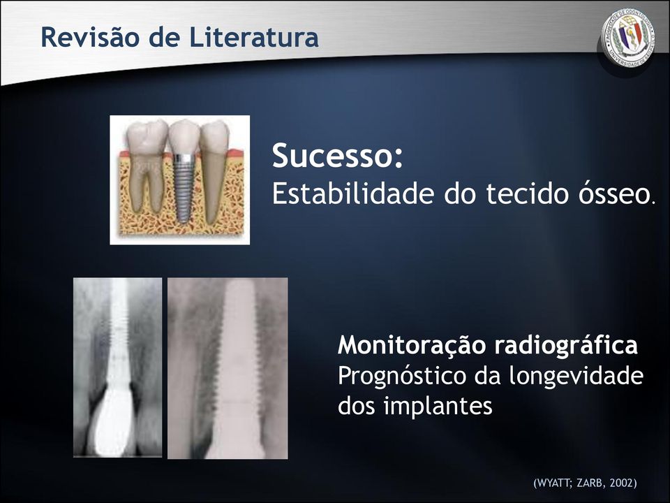 Monitoração radiográfica Prognóstico