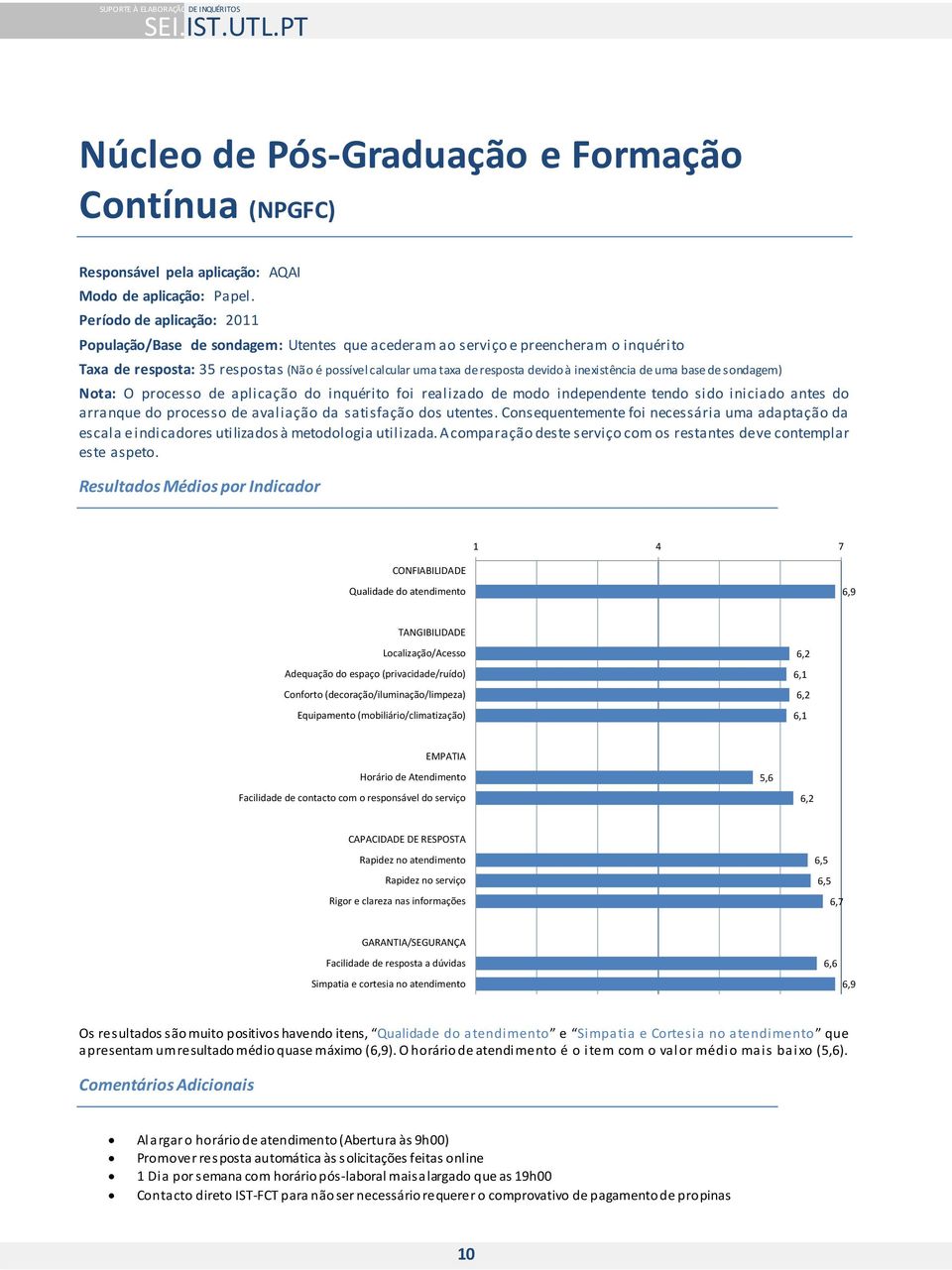 inexistência de uma base de sondagem) Nota: O processo de aplicação do inquérito foi realizado de modo independente tendo sido iniciado antes do arranque do processo de avaliação da satisfação dos