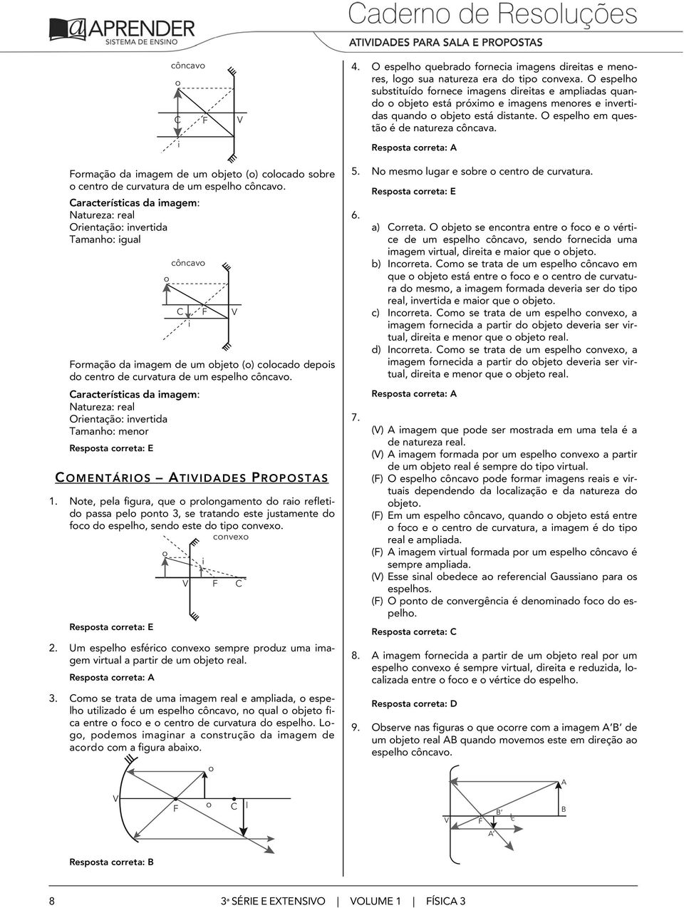 rmaçã da magem de um bjet () clcad sbre centr de curvatura de um espelh côncav.