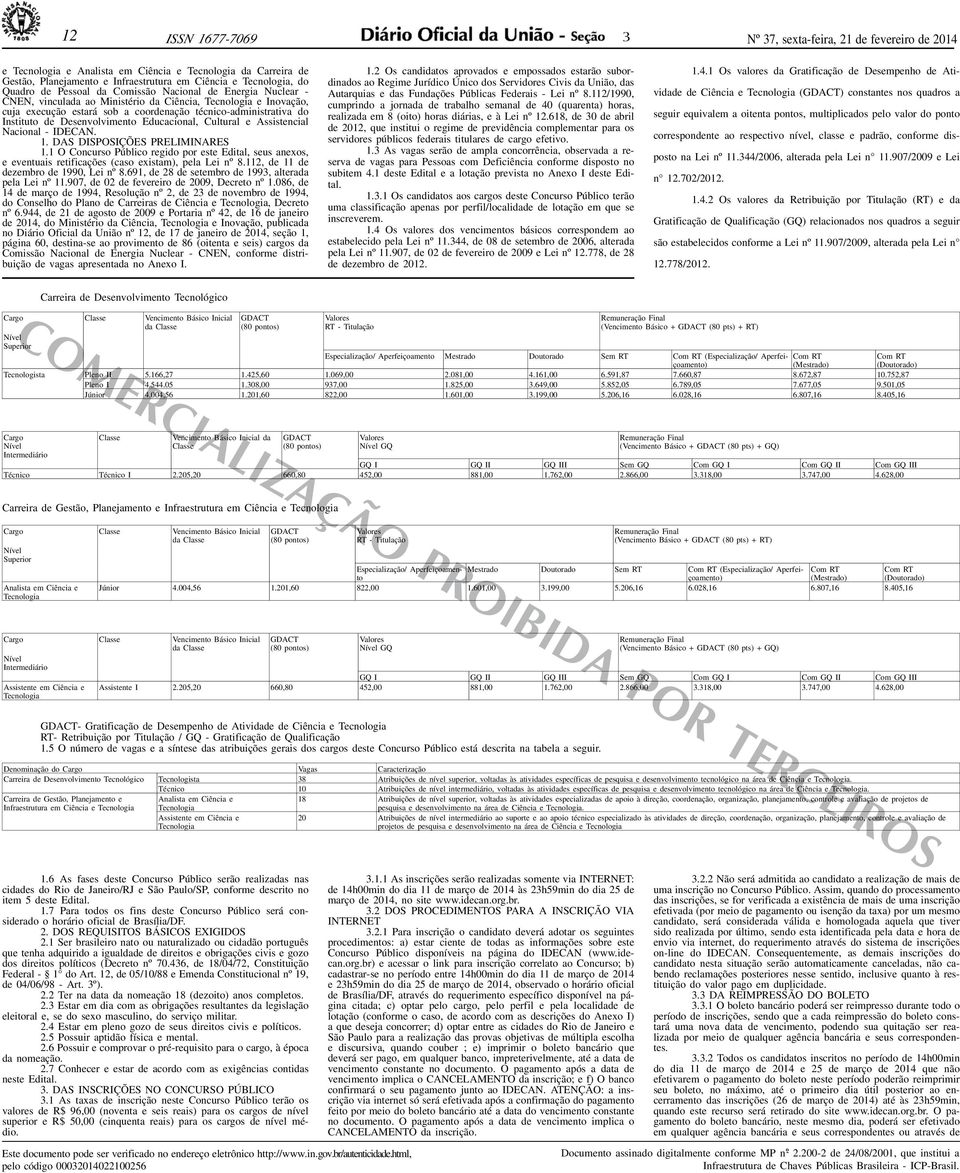 Assistencial Nacional - IDECAN. 1. DAS DISPOSIÇÕES PRELIMINARES 1.1 O Concurso Público regido por este Edital, seus anexos, e eventuais retificações (caso existam), pela Lei nº 8.