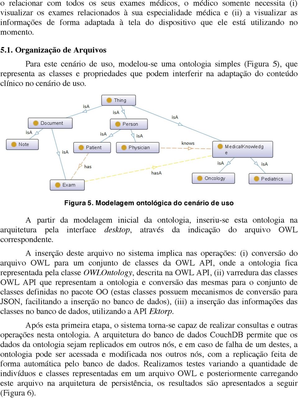 Organização de Arquivos Para este cenário de uso, modelou-se uma ontologia simples (Figura 5), que representa as classes e propriedades que podem interferir na adaptação do conteúdo clínico no