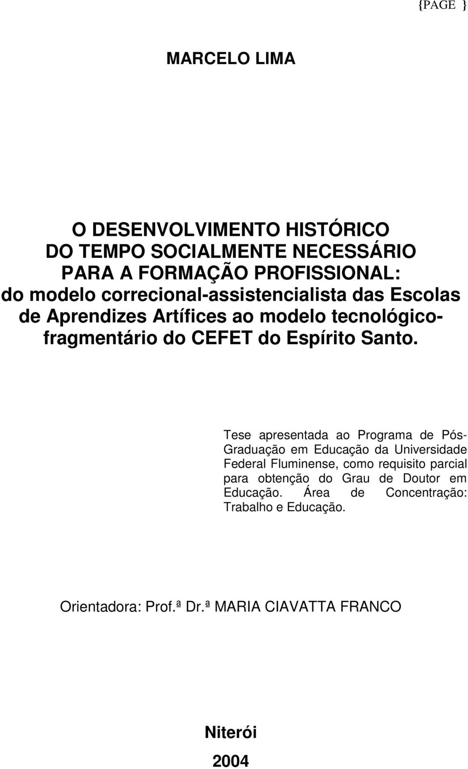 Tese apresentada ao Programa de Pós- Graduação em Educação da Universidade Federal Fluminense, como requisito parcial para