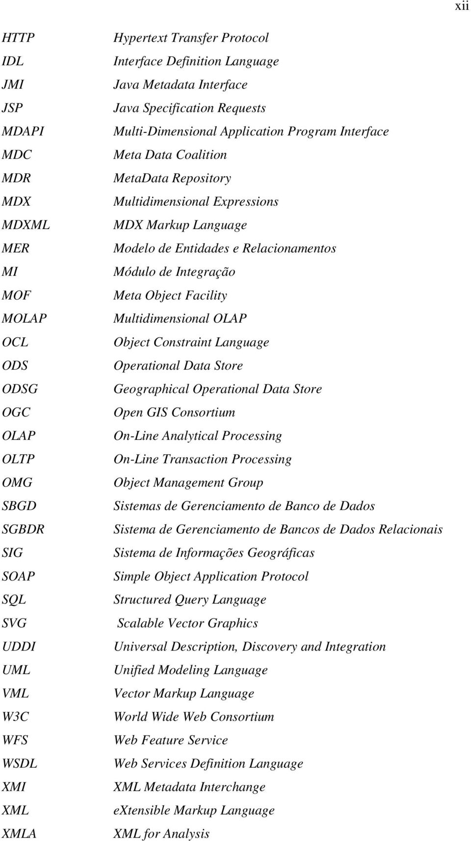 Language Modelo de Entidades e Relacionamentos Módulo de Integração Meta Object Facility Multidimensional OLAP Object Constraint Language Operational Data Store Geographical Operational Data Store