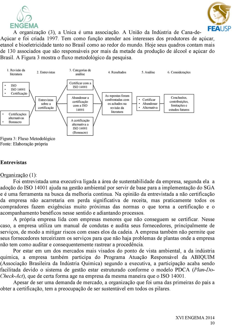 Hoje seus quadros contam mais de 130 associados que são responsáveis por mais da metade da produção de álcool e açúcar do Brasil. A Figura 3 mostra o fluxo metodológico da pesquisa. 1. Revisão da literatura 2.