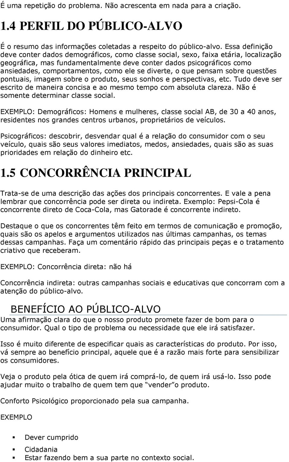 como ele se diverte, o que pensam sobre questões pontuais, imagem sobre o produto, seus sonhos e perspectivas, etc. Tudo deve ser escrito de maneira concisa e ao mesmo tempo com absoluta clareza.