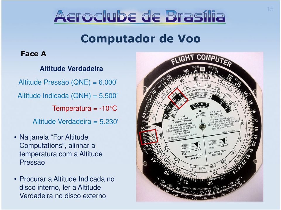 500 Temperatura = -10 C Altitude Verdadeira = 5.