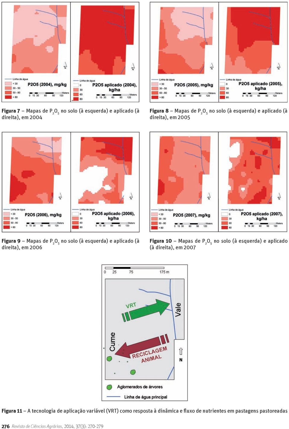 Mapas de P 2 no solo (à esquerda) e aplicado (à direita), em 2007 Figura 11 A tecnologia de aplicação variável (VRT)