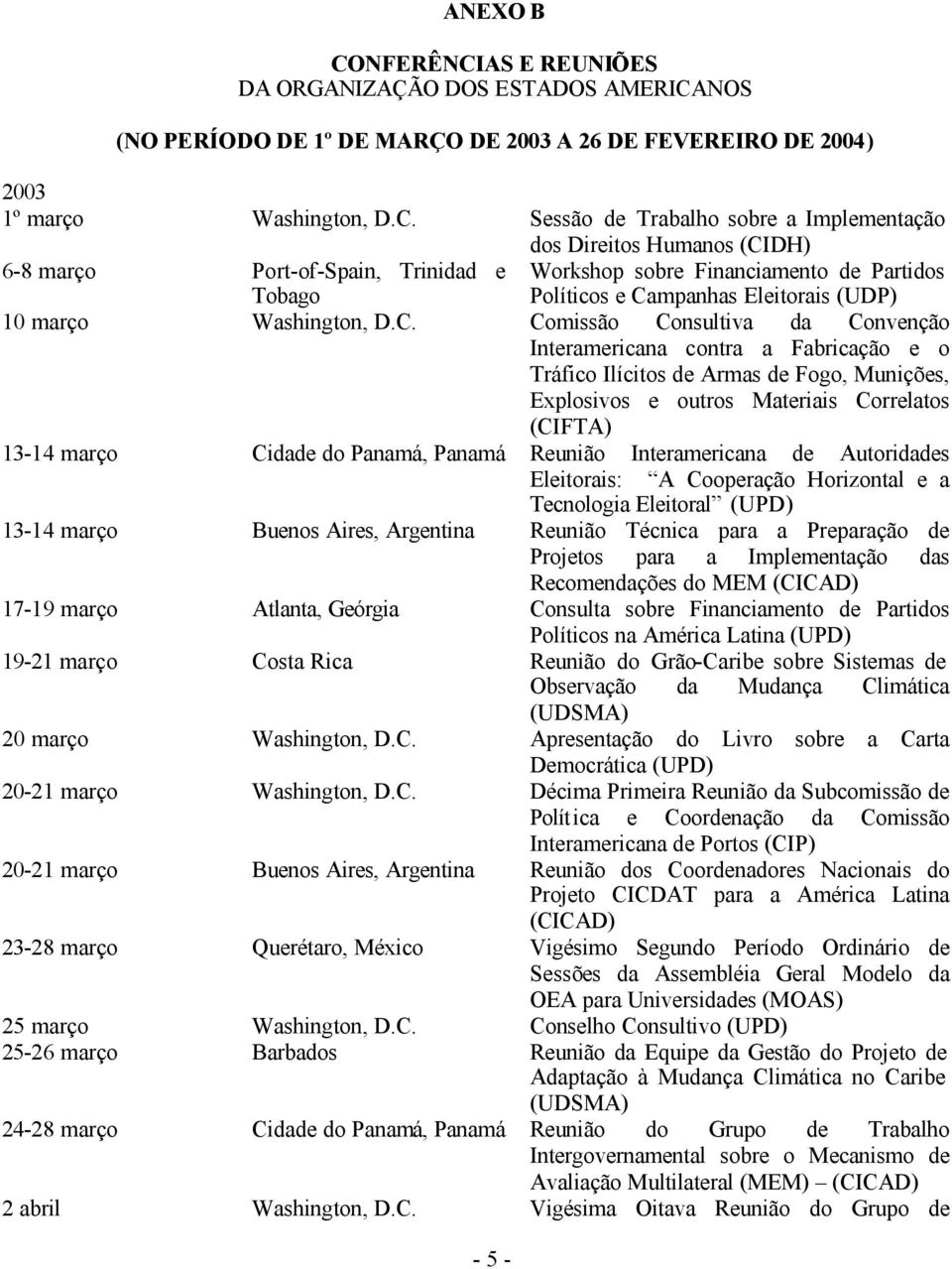 AS E REUNIÕES DA ORGANIZAÇÃO DOS ESTADOS AMERICA