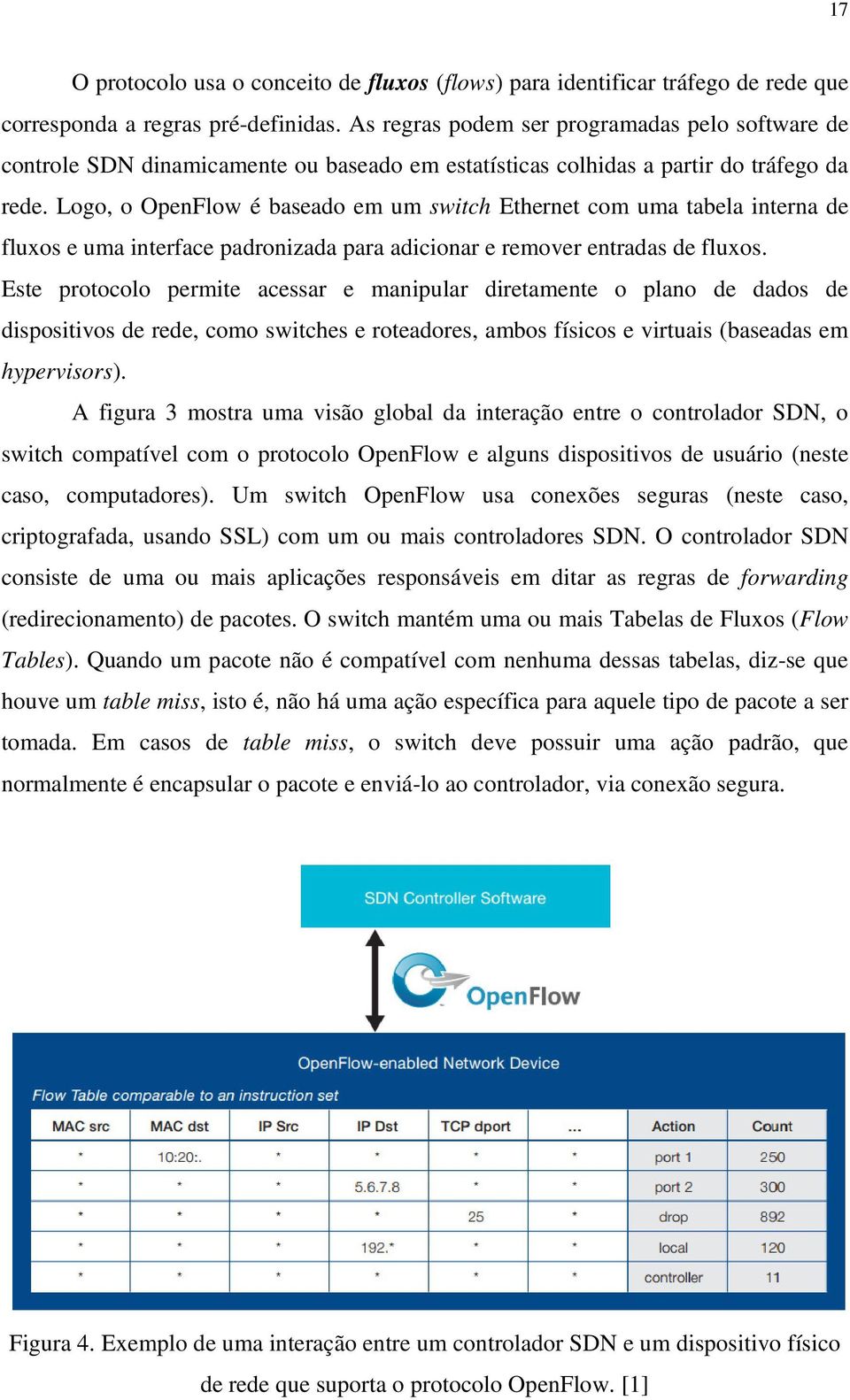 Logo, o OpenFlow é baseado em um switch Ethernet com uma tabela interna de fluxos e uma interface padronizada para adicionar e remover entradas de fluxos.