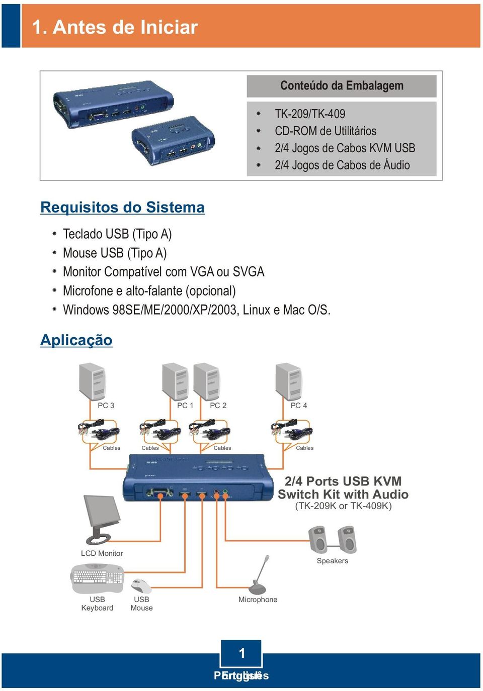 alto-falante (opcional) Windows 98SE/ME/2000/XP/2003, Linux e Mac O/S.