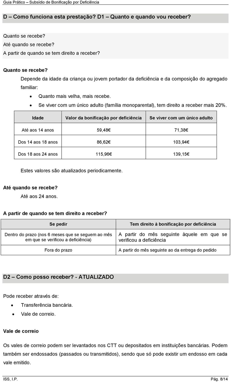 Depende da idade da criança ou jovem portador da deficiência e da composição do agregado familiar: Quanto mais velha, mais recebe.