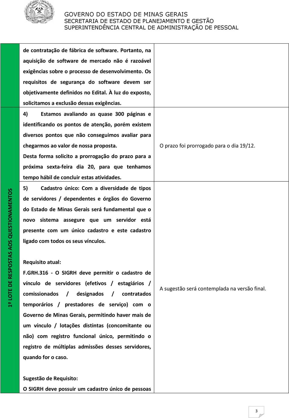 4) Estamos avaliando as quase 300 páginas e identificando os pontos de atenção, porém existem diversos pontos que não conseguimos avaliar para chegarmos ao valor de nossa proposta.