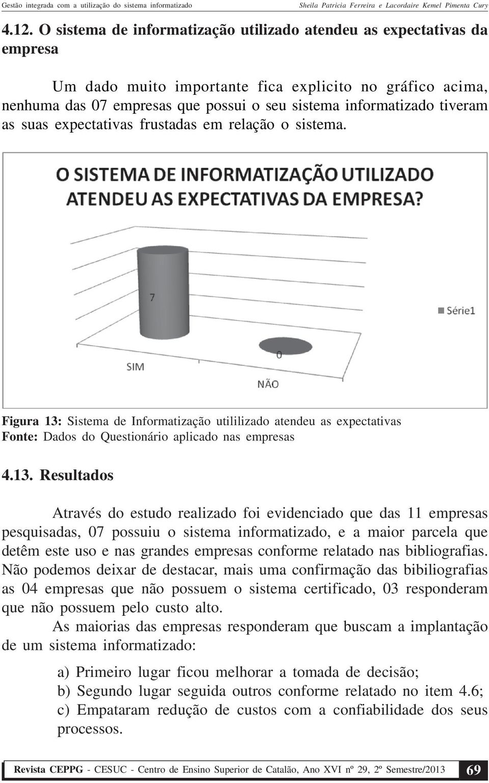 Sistema de Informatização utililizado atendeu as expectativas 4.13.