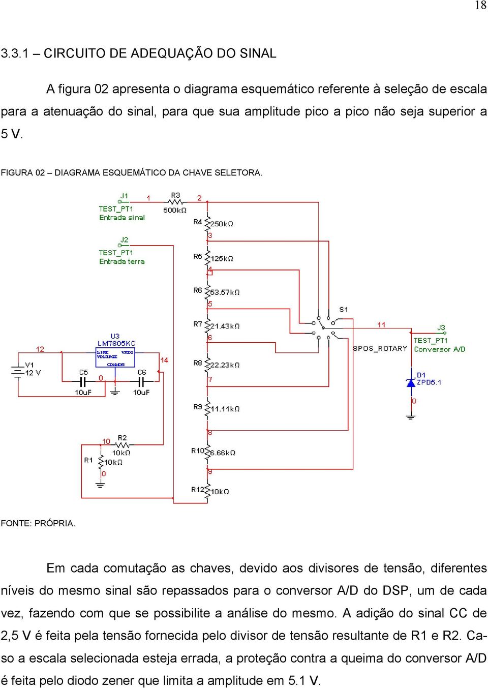 Em cada comutação as chaves, devido aos divisores de tensão, diferentes níveis do mesmo sinal são repassados para o conversor A/D do DSP, um de cada vez, fazendo com que se