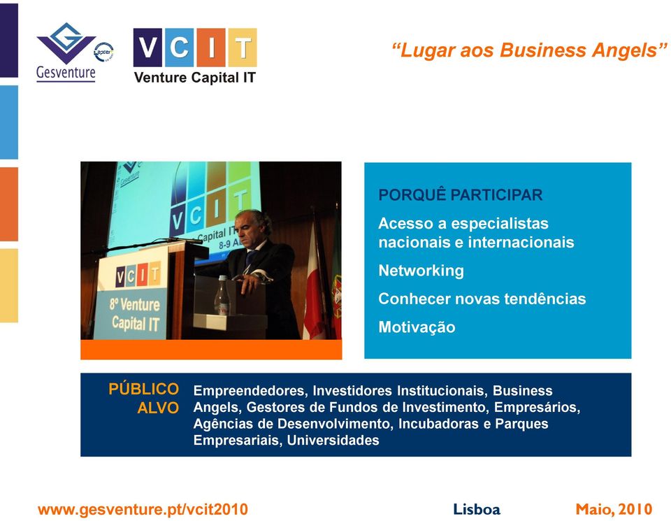 Institucionais, Business Angels, Gestores de Fundos de Investimento,