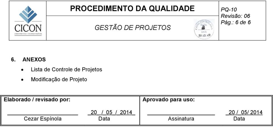 Modificação de Projeto Elaborado / revisado