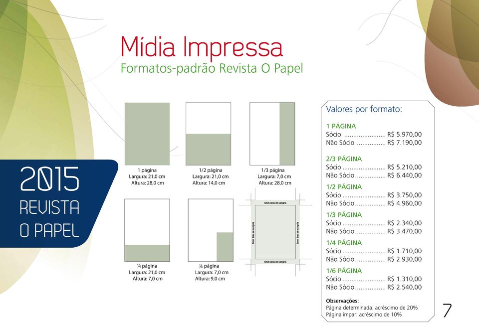 página Sócio... R$ 5.970,00 Não Sócio... R$ 7.190,00 2/3 página Sócio... R$ 5.210,00 Não Sócio... R$ 6.440,00 1/2 página Sócio... R$ 3.750,00 Não Sócio... R$ 4.960,00 1/3 página Sócio... R$ 2.