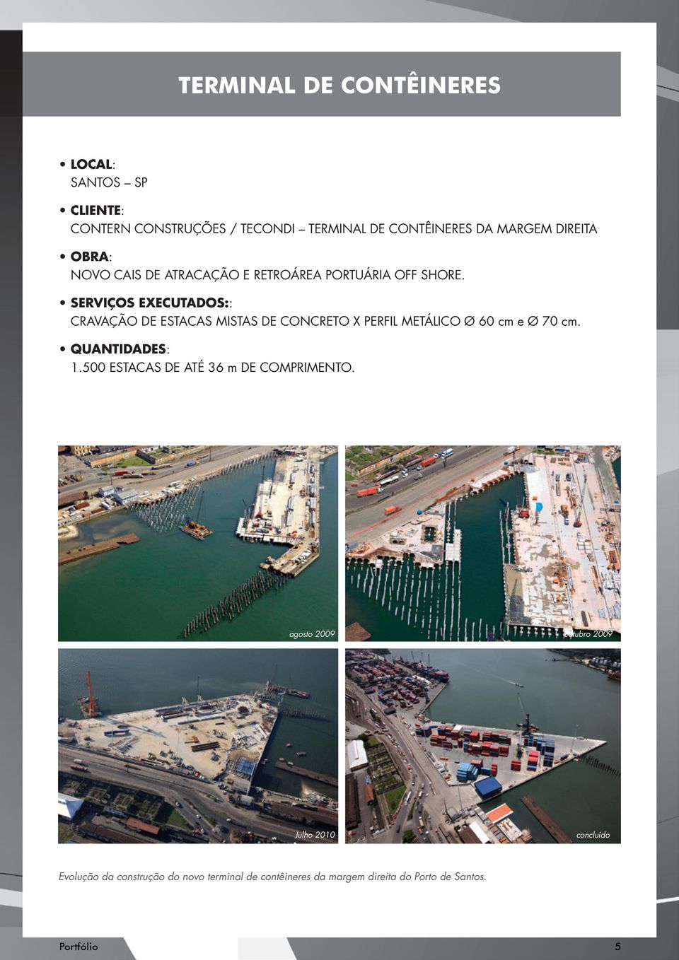 SERVIÇOS EXECUTADOS:: CRAVAÇÃO DE ESTACAS MISTAS DE CONCRETO X PERFIL METÁLICO Ø 60 cm e Ø 70 cm. QUANTIDADES: 1.