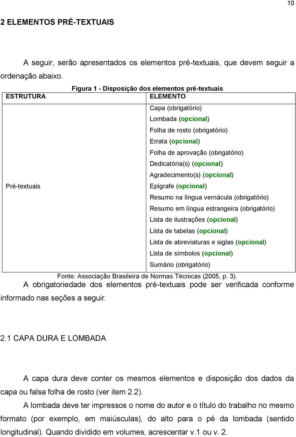 Dedicatória(s) (opcional) Agradecimento(s) (opcional) Epígrafe (opcional) Resumo na língua vernácula (obrigatório) Resumo em língua estrangeira (obrigatório) Lista de ilustrações (opcional) Lista de