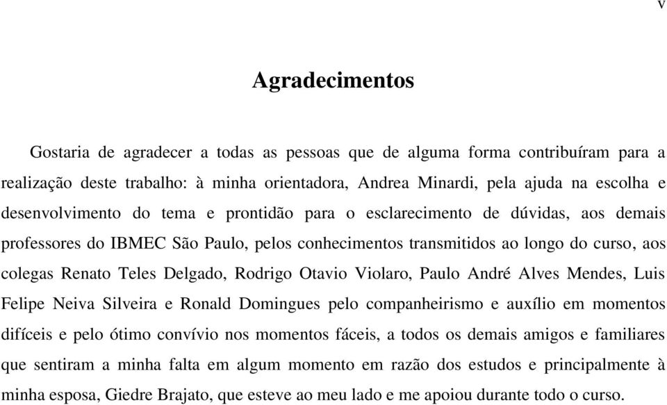 Delgado, Rodrigo Otavio Violaro, Paulo André Alves Mendes, Luis Felipe Neiva Silveira e Ronald Domingues pelo companheirismo e auxílio em momentos difíceis e pelo ótimo convívio nos momentos