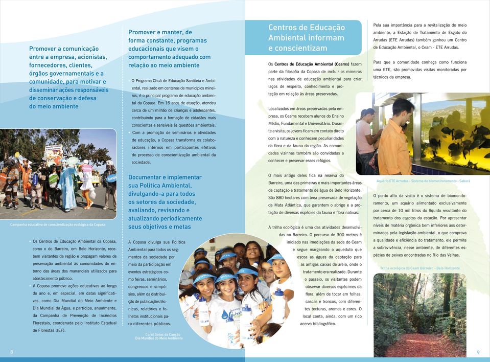 de municípios mineiros, é o principal programa de educação ambiental da Copasa.