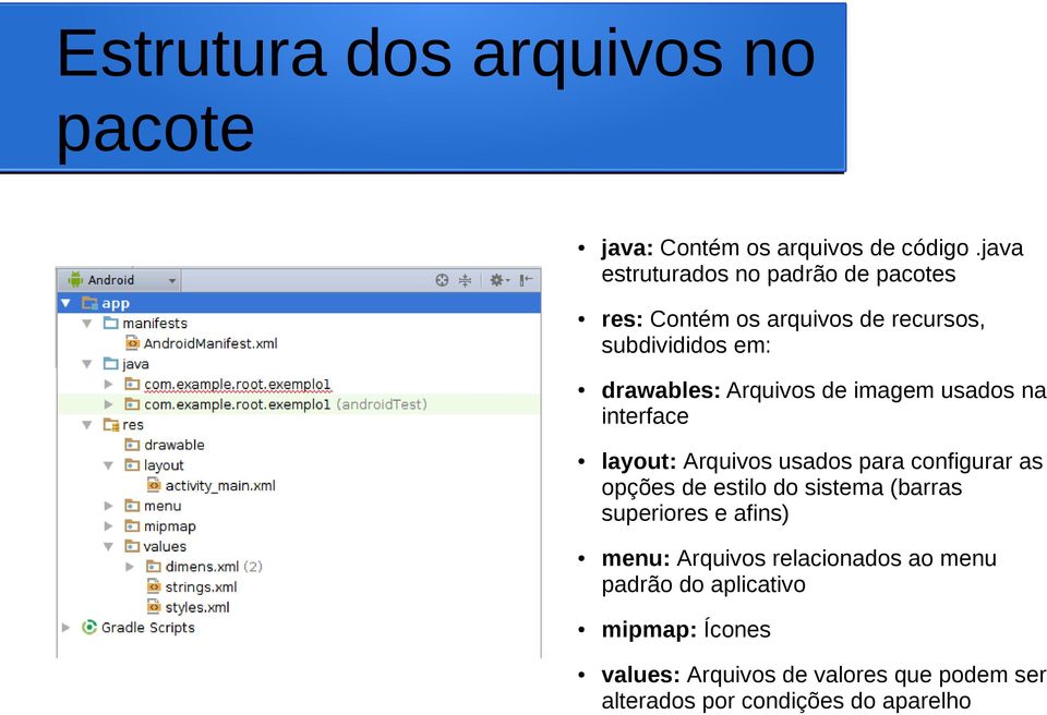 de imagem usados na interface layout: Arquivos usados para configurar as opções de estilo do sistema (barras