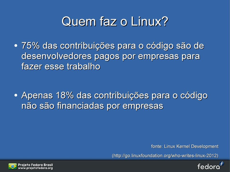 empresas para fazer esse trabalho Apenas 18% das contribuições para o