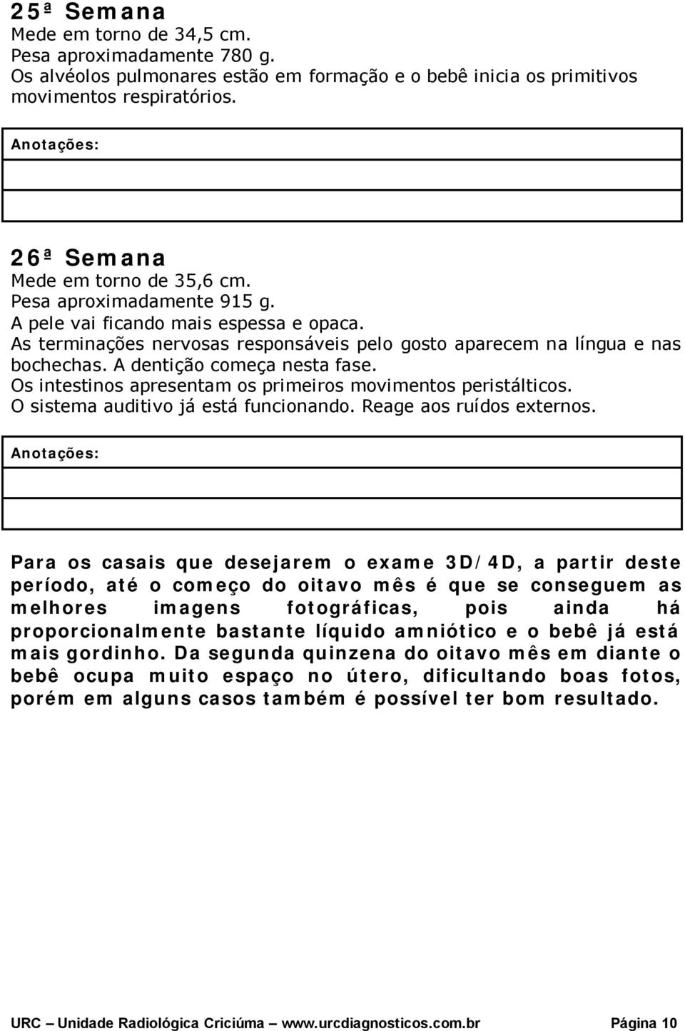 Os intestinos apresentam os primeiros movimentos peristálticos. O sistema auditivo já está funcionando. Reage aos ruídos externos.