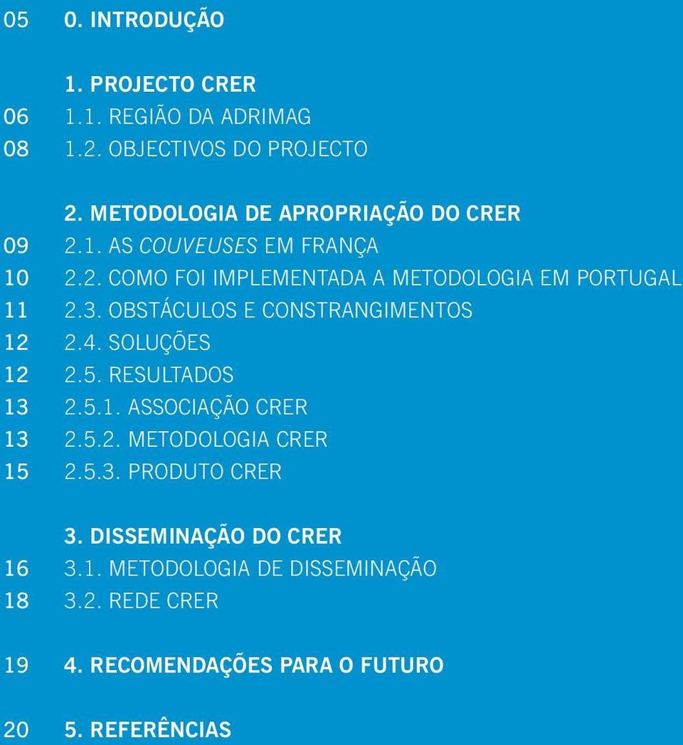 Obstáculos e constrangimentos 2.4. Soluções 2.5. Resultados 2.5.1. Associação CRER 2.5.2. Metodologia CRER 2.5.3.