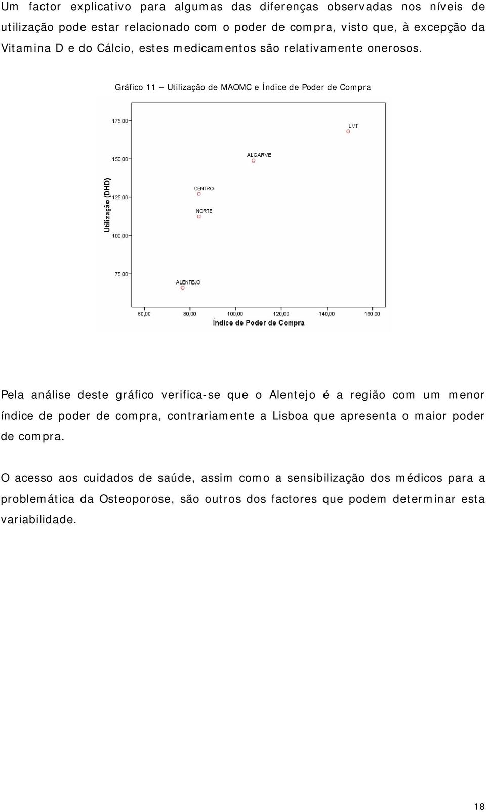 Gráfico 11 Utilização de MAOMC e Índice de Poder de Compra Pela análise deste gráfico verifica-se que o Alentejo é a região com um menor índice de poder de