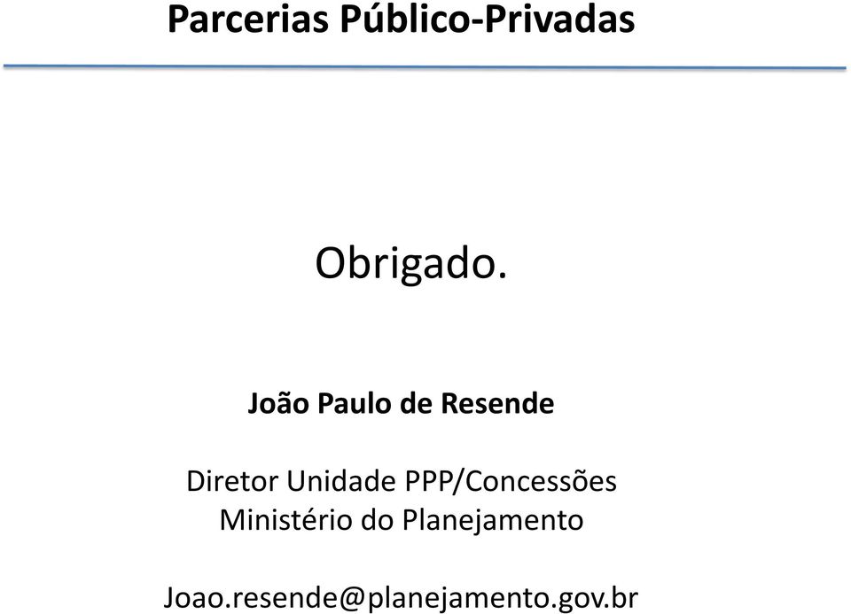 PPP/Concessões Ministério do