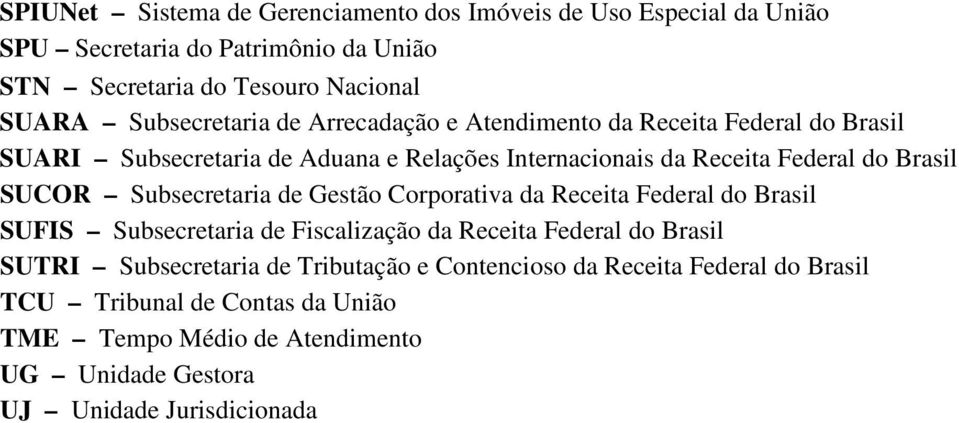 SUCOR Subsecretaria de Gestão Corporativa da Receita Federal do Brasil SUFIS Subsecretaria de Fiscalização da Receita Federal do Brasil SUTRI Subsecretaria