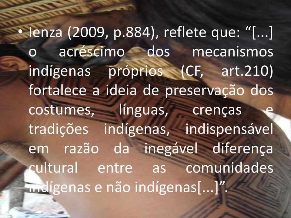 210) fortalece a ideia de preservação dos costumes, línguas, crenças e