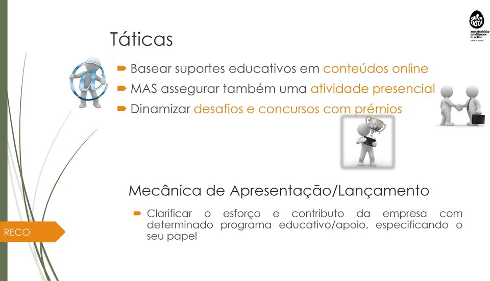 Mecânica de Apresentação/Lançamento RECO Clarificar o esforço e contributo