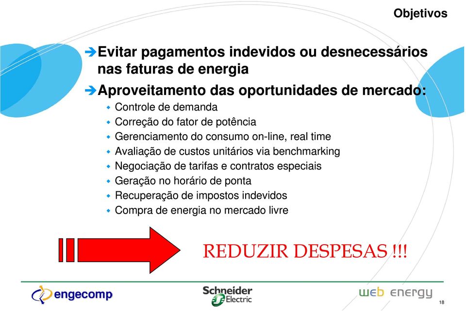 on-line, real time Avaliação de custos unitários via benchmarking Negociação de tarifas e contratos